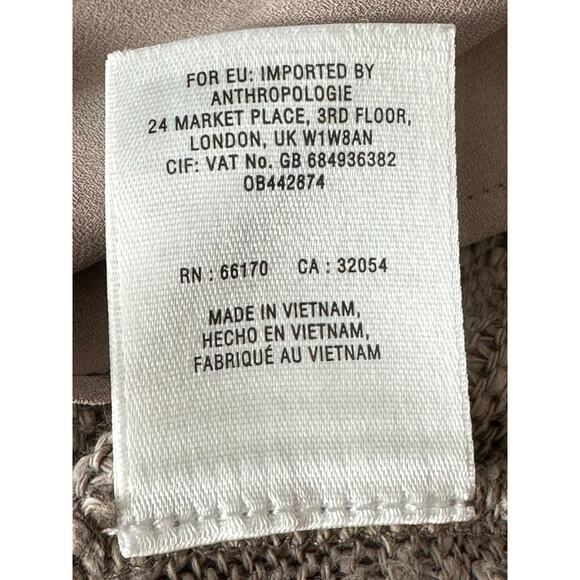 Deletta Anthropologie Top Womens Small Nubby Circle Sweater Tee Cozy Neutral - Picture 9 of 9